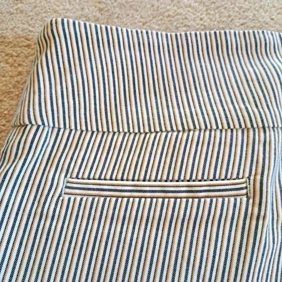 ❤️ S.C.& Co. Striped Pull On Pants Tummy Control Size 6 White Tan Blue Slim Leg - Picture 8 of 12